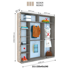 Шкаф купе Виват В 224 (220х45х220)
